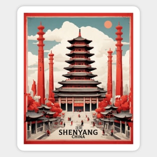 Shenyang China Vintage Poster Tourism Temples Sticker